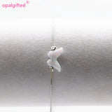 Synthetic Opal Butterfly Hand Chain 925 Silver Bracelet