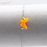Synthetic Opal Butterfly Hand Chain 925 Silver Bracelet