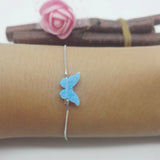 Synthetic Opal Butterfly Hand Chain 925 Silver Bracelet