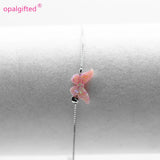 Synthetic Opal Butterfly Hand Chain 925 Silver Bracelet