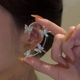 Zircon Butterfly Ear Clip Non Piercing Ear Cuff Earrings