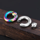 Stainless Steel Captive Bead Hoop Ear Stretcher Gauge Closure Ring
