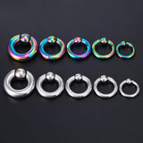 Stainless Steel Captive Bead Hoop Ear Stretcher Gauge Closure Ring