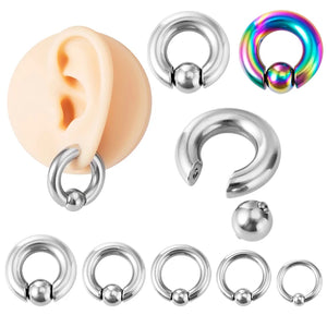 Stainless Steel Captive Bead Hoop Ear Stretcher Gauge Closure Ring