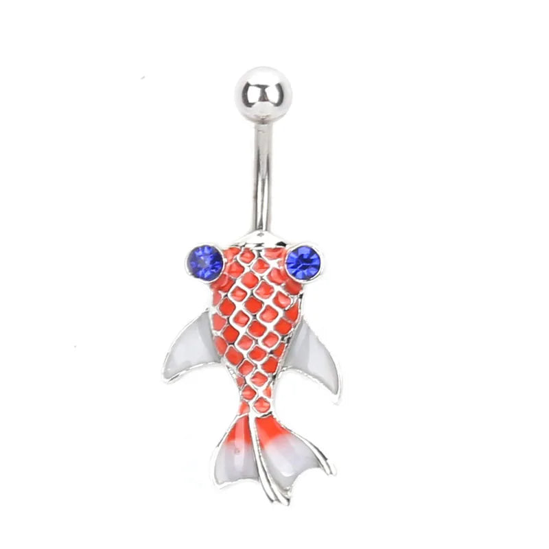 Colorful Crystal Gem Octopus Belly Bar Navel Piercing