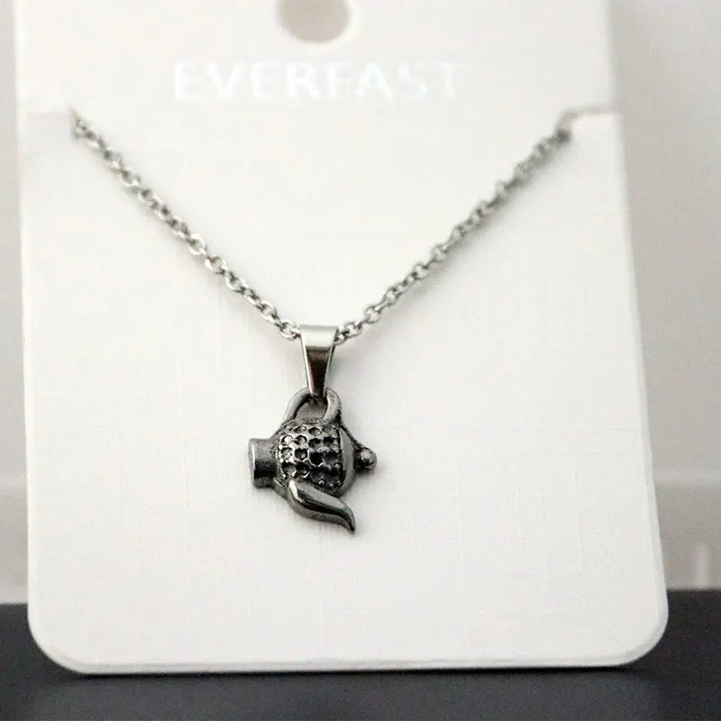 Strange Thing DIY Teapot Stainless Steel Punk Necklace