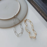 Punk Silver White/Gold Oval Chain Bracelet 15.5cm+3cm
