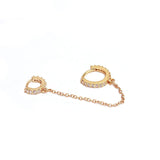 Unisex Crystal Zircon Double Ear Pierced Earrings Long Chain Hoop Earring
