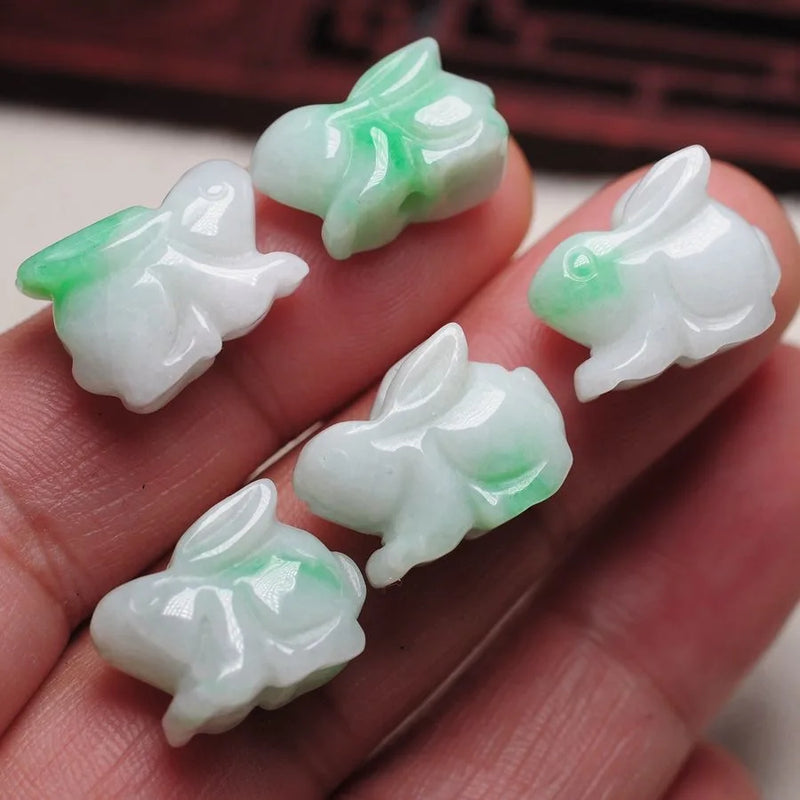 1pc Violet Natural Emerald Jade Carving Rabbit Beads DIY Bracelet Pendants