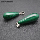 Water Drop Malachite Metal Clasps Pendant Gemstone Fine Jewelry Necklace DIY