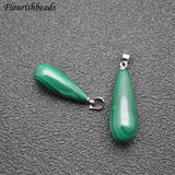 Water Drop Malachite Metal Clasps Pendant Gemstone Fine Jewelry Necklace DIY