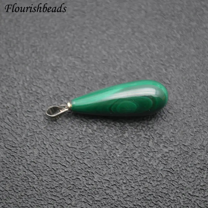 Water Drop Malachite Metal Clasps Pendant Gemstone Fine Jewelry Necklace DIY