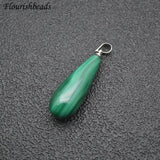 Water Drop Malachite Metal Clasps Pendant Gemstone Fine Jewelry Necklace DIY