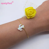 Opal Cactus Bracelet - Silver/Gold - Synthetic Opal Jewelry