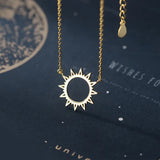 Women's 925 Silver White Sun Pendant Necklace Gift