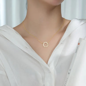 Women's 925 Silver White Sun Pendant Necklace Gift