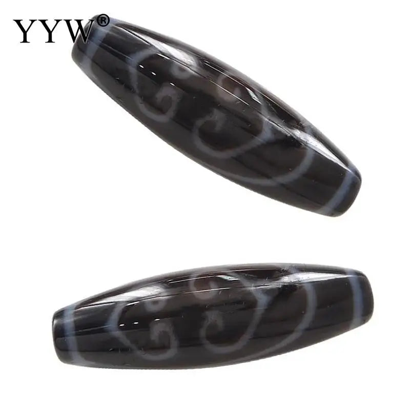 1pc Double Heart Vajra Natural Tibetan Dzi Beads for DIY Jewelry