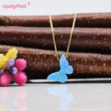 Pink Fire Opal Butterfly Pendant Necklace 925 Sterling Silver Jewelry