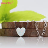 (1pc/lot) 10mm Opal pendant S925 Silver Necklace heart snow OP17