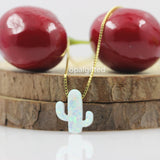 11*13mm Light Green Cactus Opal 925 Sterling Silver Necklace