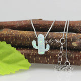 11*13mm Light Green Cactus Opal 925 Sterling Silver Necklace