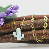 11*13mm Light Green Cactus Opal 925 Sterling Silver Necklace