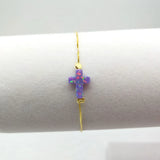 9*12mm OP38 Purple synthetic Opal cross Bracelet