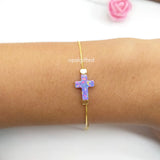 9*12mm OP38 Purple synthetic Opal cross Bracelet