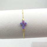 9*12mm OP38 Purple synthetic Opal cross Bracelet