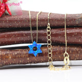 10mm Dark Blue/White Star of David Opal Necklace Women Jewelry