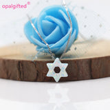 10mm Dark Blue/White Star of David Opal Necklace Women Jewelry