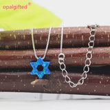 10mm Dark Blue/White Star of David Opal Necklace Women Jewelry