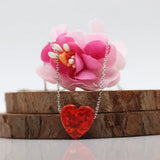 (1pc/lot) 2021 Red OP45 Opal Heart Pendant Necklace 925 Sterling Silver Chain