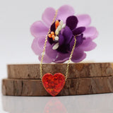 (1pc/lot) 2021 Red OP45 Opal Heart Pendant Necklace 925 Sterling Silver Chain