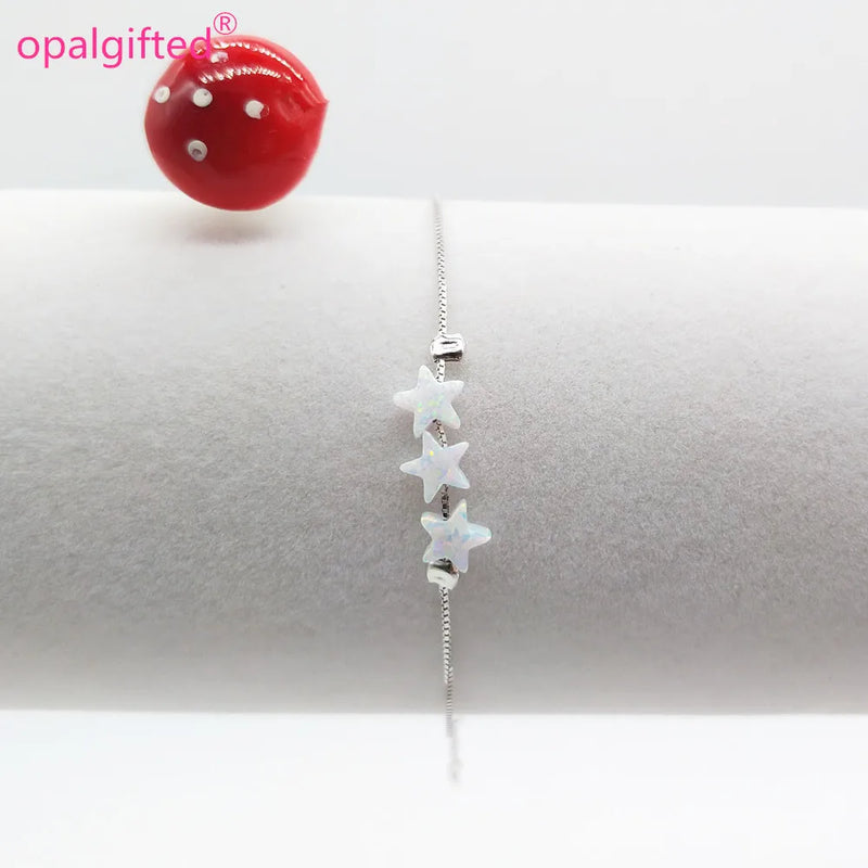 Lovely Star Opal Bracelet 925 Sterling Silver Synthetic Opal Stone Bracelet