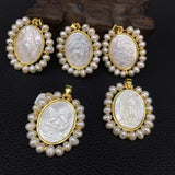 Natural Sacred Heart Mother of Pearl Shell Pendant 24x29mm