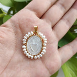 Natural Sacred Heart Mother of Pearl Shell Pendant 24x29mm