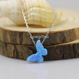 Opal Butterfly Pendant Necklace 925 Silver