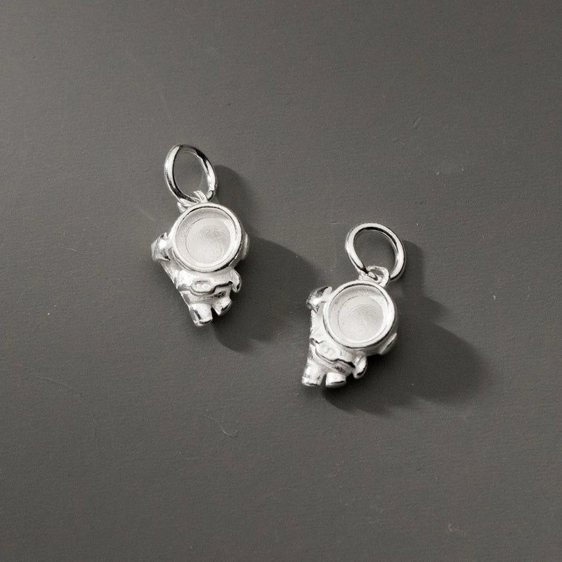 925 Sterling Silver Astronaut Charm for DIY Jewelry - Fits 5mm Stone/Pearl Beads