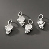 925 Sterling Silver Astronaut Charm for DIY Jewelry - Fits 5mm Stone/Pearl Beads