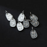 925 Silver Buddhism Oval Card Charms Small Pendants