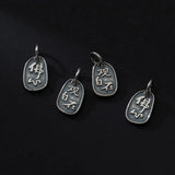 925 Silver Buddhism Oval Card Charms Small Pendants