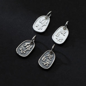 925 Silver Buddhism Oval Card Charms Small Pendants