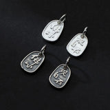 925 Silver Buddhism Oval Card Charms Small Pendants