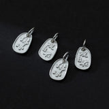 925 Silver Buddhism Oval Card Charms Small Pendants