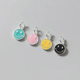 925 Silver Smile Face Round Charms 6mm Fancy Jewelry Pendant DIY