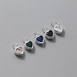 925 Silver Colorful Zircon Heart Charms Women Pendants DIY Jewelry