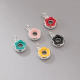 925 Silver Colorful Donut Charms 8mm Red/Yellow/Green/Black/Pink Pendants DIY