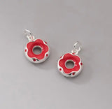 925 Silver Colorful Donut Charms 8mm Red/Yellow/Green/Black/Pink Pendants DIY