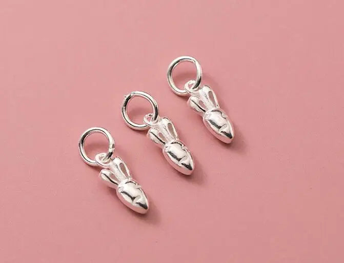 925 Silver Rabbit&Carrot Charms Pendant DIY Jewelry